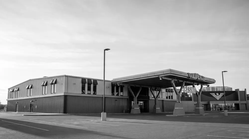 Gold Eagle Casino and its timber entrance canopy